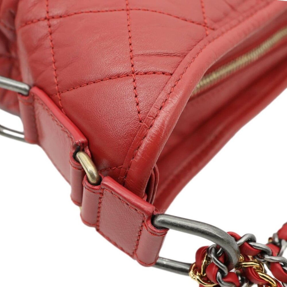 Chanel Gabrielle Aged Calfskin Quilted Leather Crossbody Bag Red - Picture 8 of 13